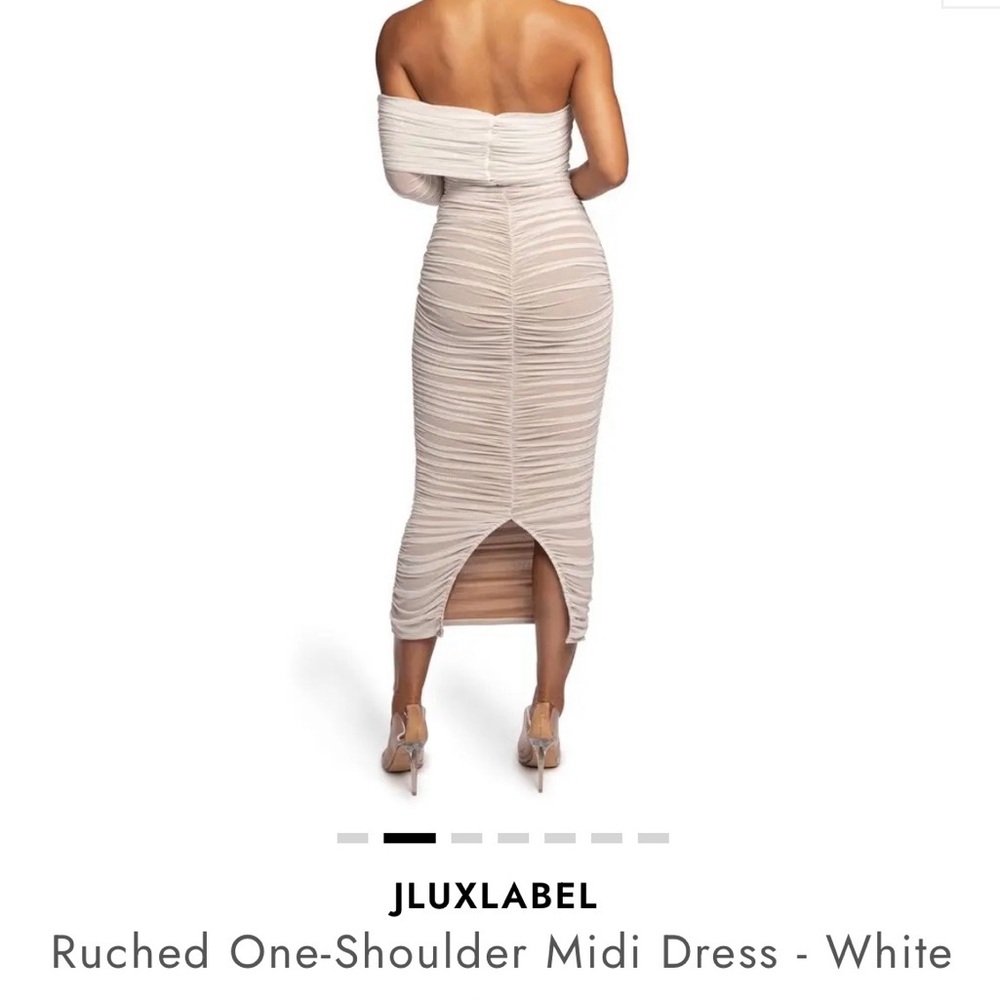 JLUXLABEL Strapless Ruched Midi Dress